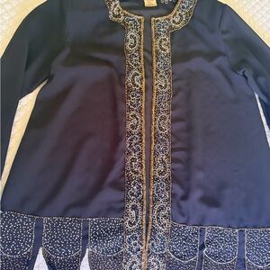 Midnight Velvet Vintage Black and Gold Embellished Neckline and bottom jacket